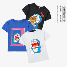 卡通哆啦A梦印花短袖T恤男女童装半袖休闲机器叮当猫图案圆领上衣