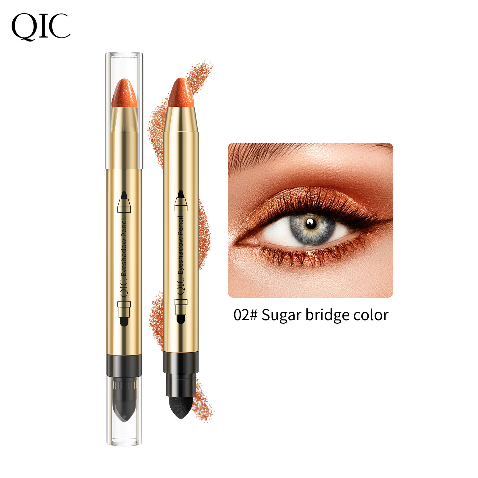 QIC Highlight Eyeliner Pen Pearlescent Thin and Glittering Repair Brightening Double-Headed Smudger One-Touch Molding Earth Tone Eyeshadow