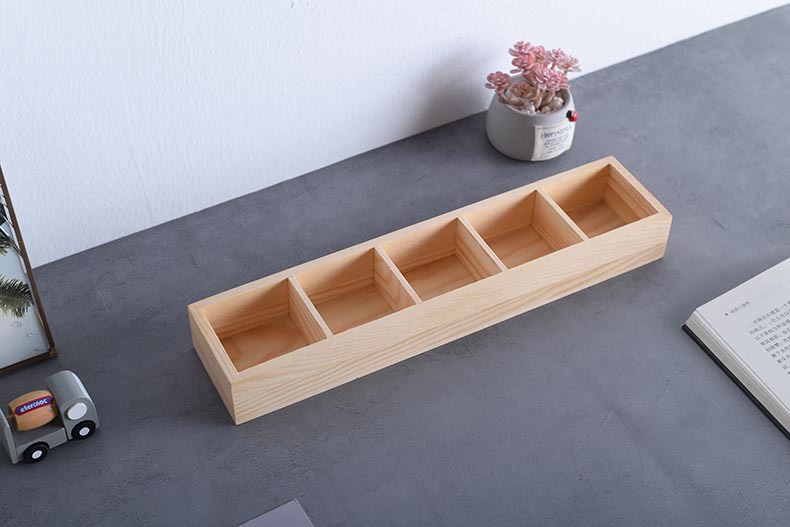 厂家定制 木质小格子分类杂物收纳盒物品方格正方形松木储物盒子