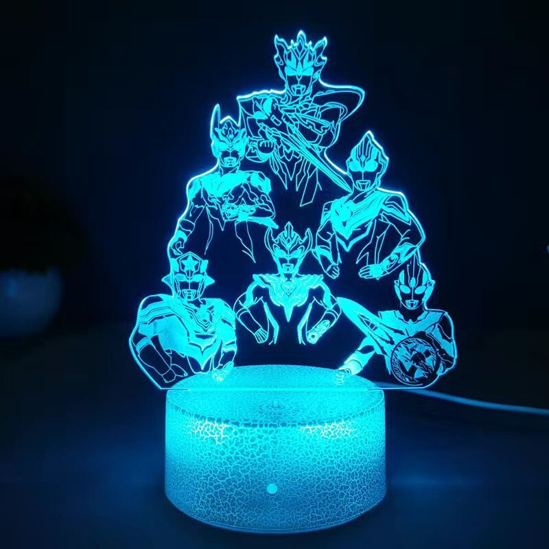 迪迦奥特曼3d手办灯卧室装饰遥控小夜灯 超人迪迦16色渐变色usb灯