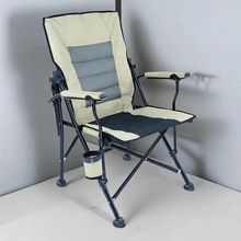 新款高端户外折叠椅带扶手可调节加棉便携式加棉靠背旋转挺腰躺椅