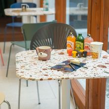 北欧餐桌水磨石户外商用餐厅饭桌轻奢网红咖啡奶茶店桌子方桌圆桌