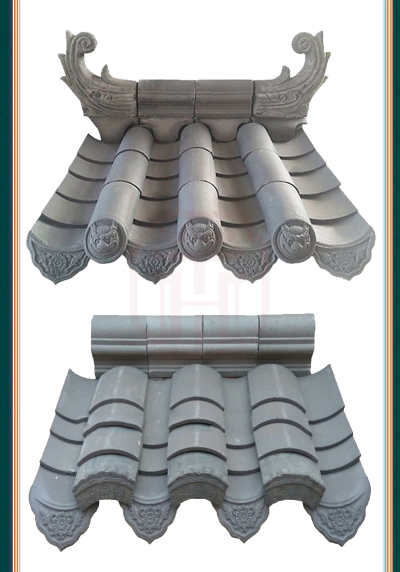 仿古小青瓦 檐口瓦花边滴水瓦 黏土瓦 徽派古建屋面青瓦