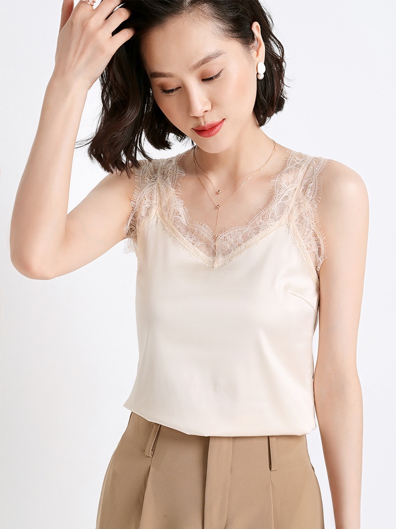 法式设计感小众蕾丝边真丝吊带背心女内搭夏季外穿桑蚕丝无袖上衣