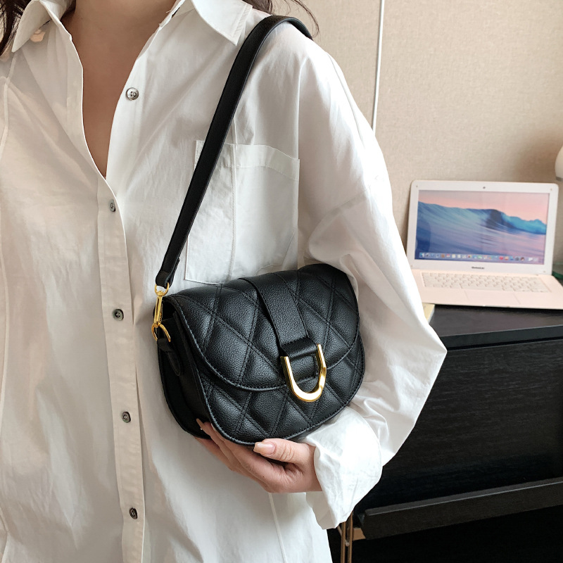 Foreign Trade Cross-Border Bag for Women Spring/Summer 2023 New Fashion Simple Niche Rhombus Women's Shoulder Crossbody Saddle Bag