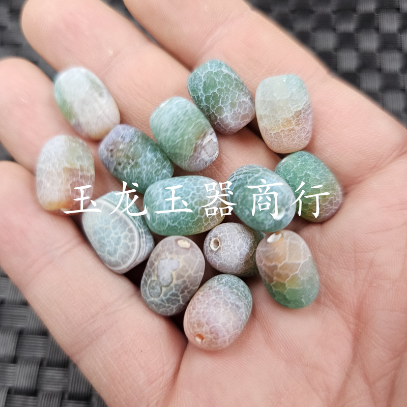 孔雀玛瑙路路通玉石散珠紫绿玛瑙冰花桶珠手链饰品配件手工珠批发