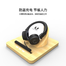 头戴式耳机木质亚克力展示架可防盗充电一键试听实木MDF板贴木纹