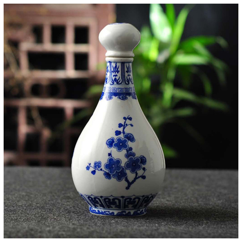厂家青花瓷酒瓶 500ml装白酒黄酒空酒瓶 景德镇白瓷瓶图案