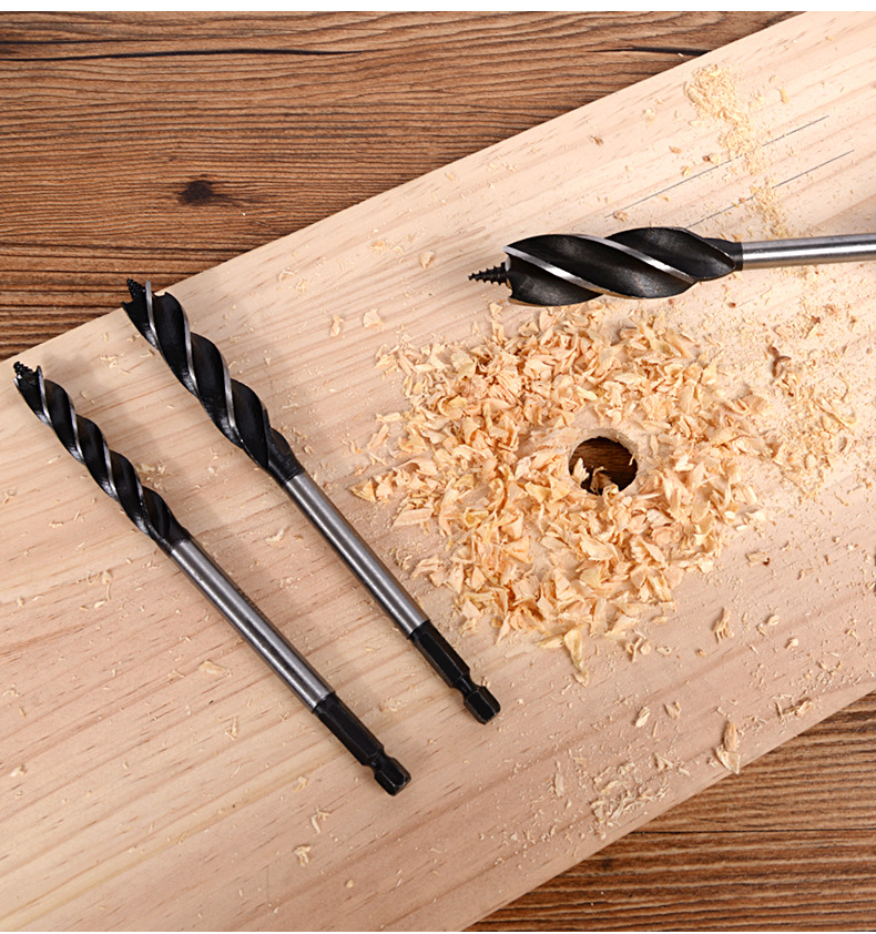 木工钻头开孔器木头转头木匠六角钻头钻孔工具四槽四刃木材打孔器