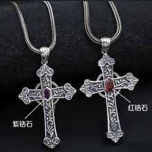 S925纯银泰银复古圣母玛丽亚十字架吊坠男女个性项链挂件饰品批发
