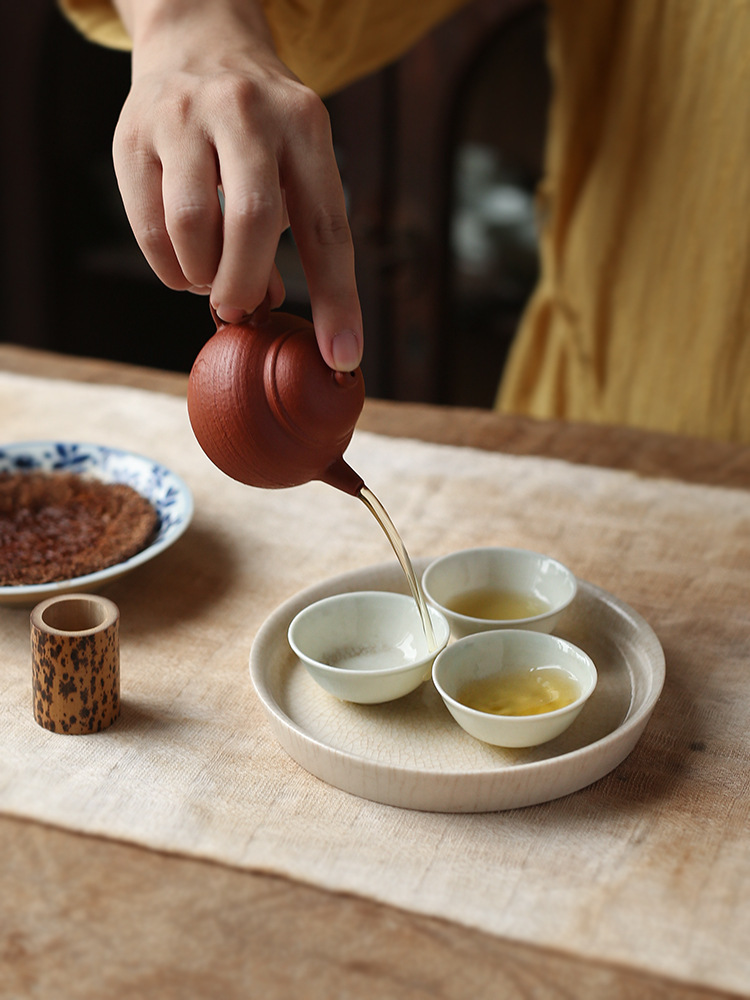 潮州手拉朱泥壶 功夫茶潮州工夫泡 小煤窑仿古紫砂小号巨轮壶