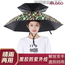 伞戴式伞帽头戴雨伞帽子钓鱼头戴太阳伞户外采茶环卫防晒防水头顶