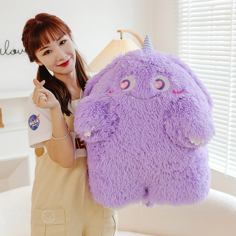 Xiaohongshu Same Style Little Monster Plush Toy Creative New Long-Haired Little Monster Doll Siesta Pillow Wholesale