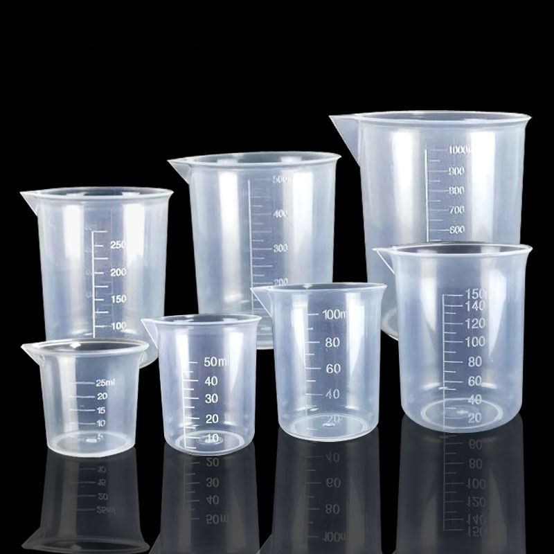 厂家供应pp新料加厚带刻度烧杯 实验器材 100ml 无手柄塑料量杯
