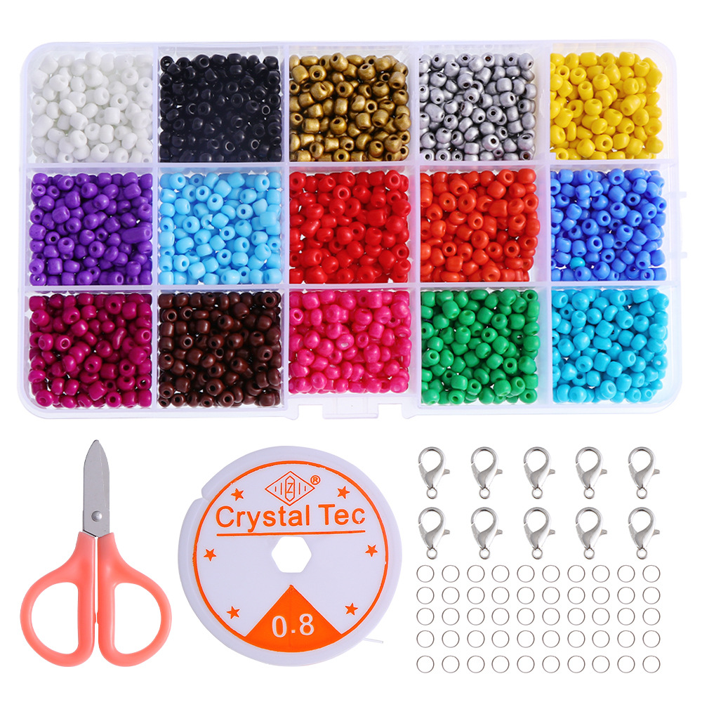 15格3mm盒装玻璃珠儿童手链diy手工串珠材料米珠烤漆散珠跨境专供