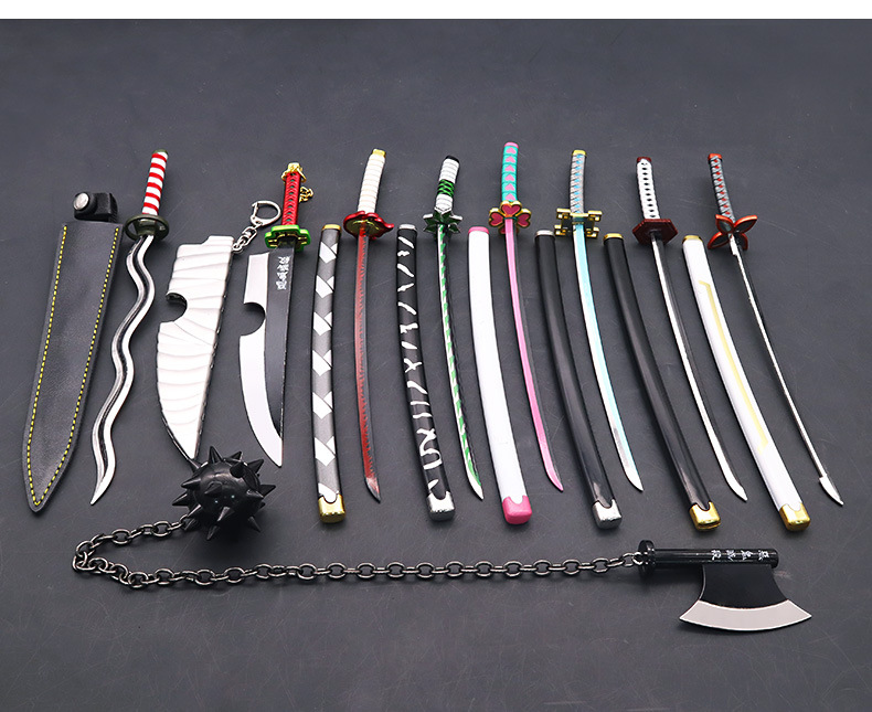 鬼灭之刃手办 水柱富冈义勇灶门炭治郎炎柱日轮刀武器模型套装