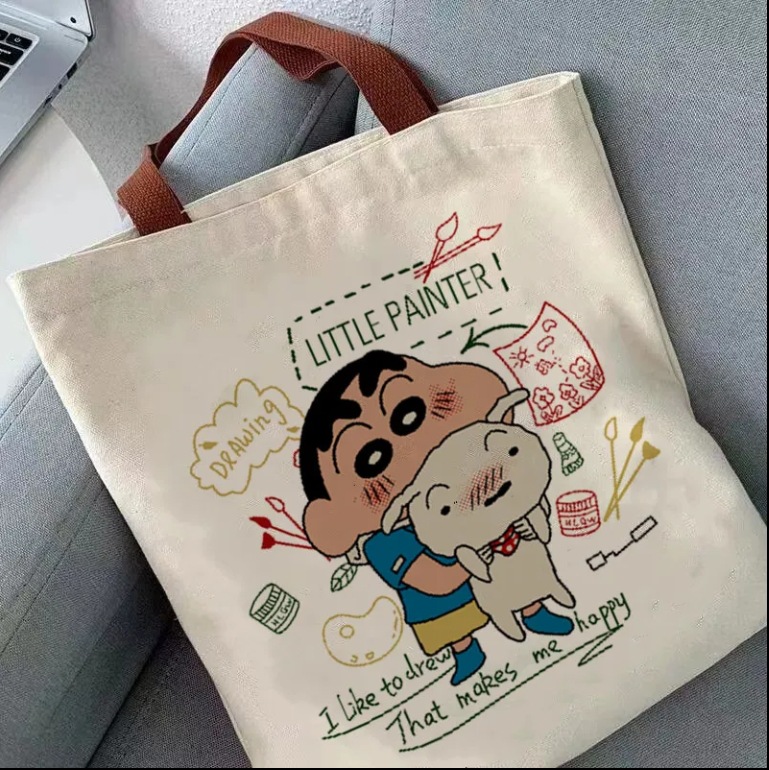 帆布包大容量单肩学生手提袋批发款购物袋简约卡通帆布包-阿里巴巴