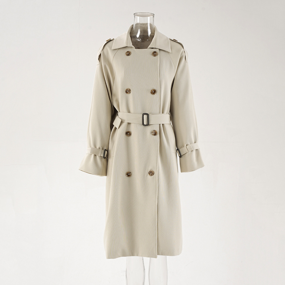 落肩风衣外套女2024新款春秋季英伦风中长款小个子潮流米白色大衣