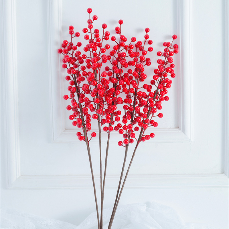 Lunar New Year Flower Spring Festival Fortune Fruit Artificial Holly Christmas Flower Arrangement Decoration Dining Table Berry Chinese Hawthorn Simulation Holly