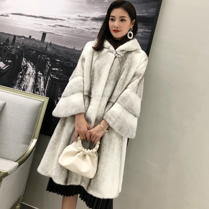 2021新款进口天鹅绒貂皮大衣女十字貂整貂女中长款海宁皮水貂