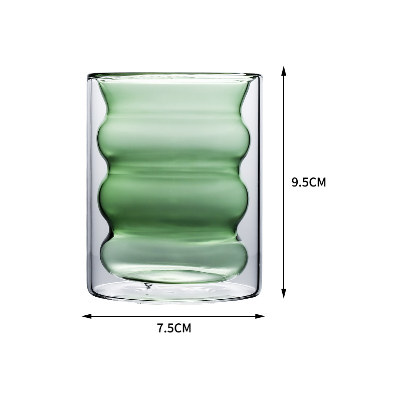 Double-Layer Coffee Cup Glass Household Color Double Transparent Spiral Milk Juice Borosilicate Glass Water Cup