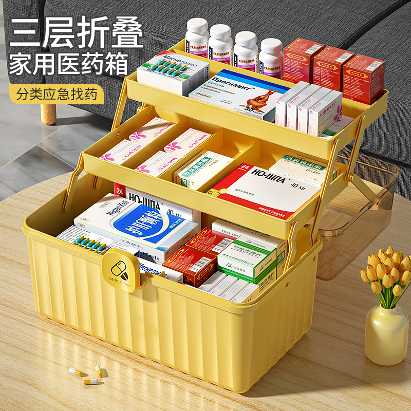 Household Medicine Box Test Paper Home First Aid First Aid Kit Large Capacity Multi-Layer Transparent Medicine Emergency Storage Box