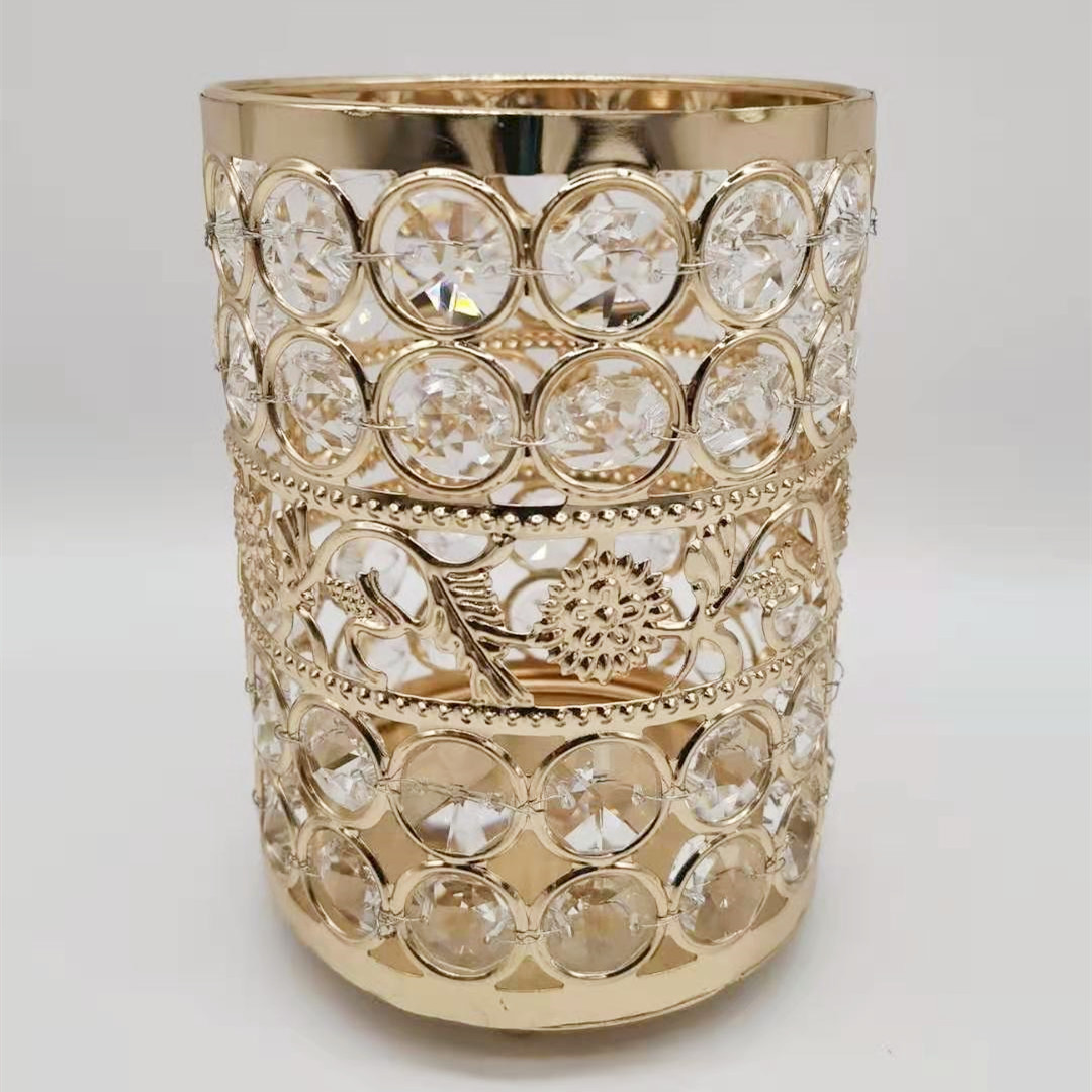 High-Profile Figure Gold Crystal Pen Holder, Cosmetic Brush Storage Container,