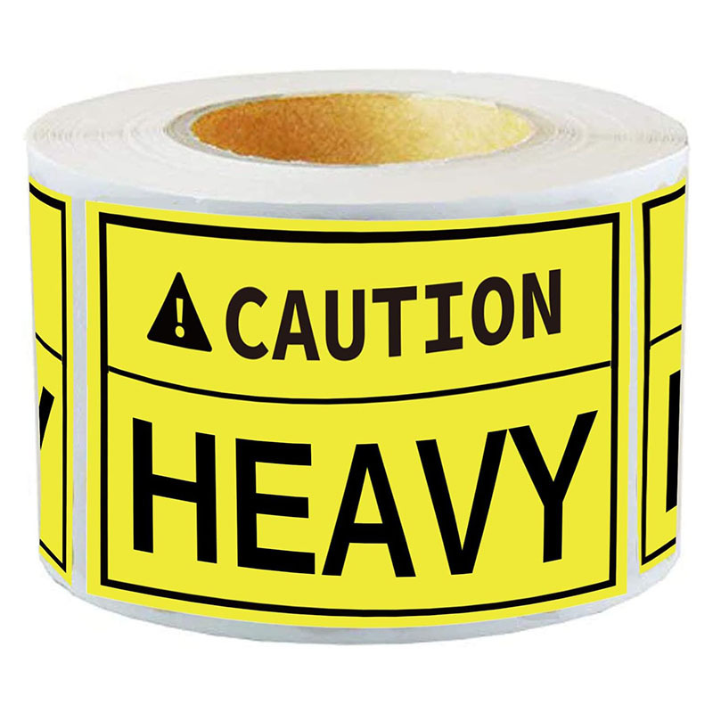 亚马逊热销荧光黄色caution heavy贴纸重物特殊处理运输提示标签-阿里