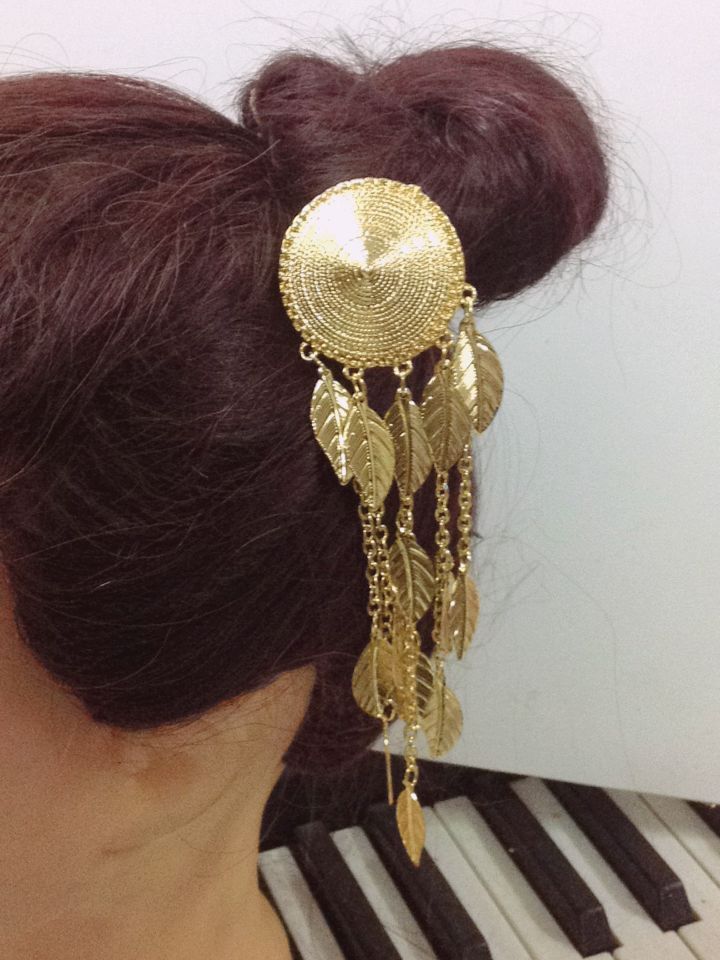 发簪复古灰色泼水节饰品盘发工具新款傣族圆形长款流苏吊须花朵款