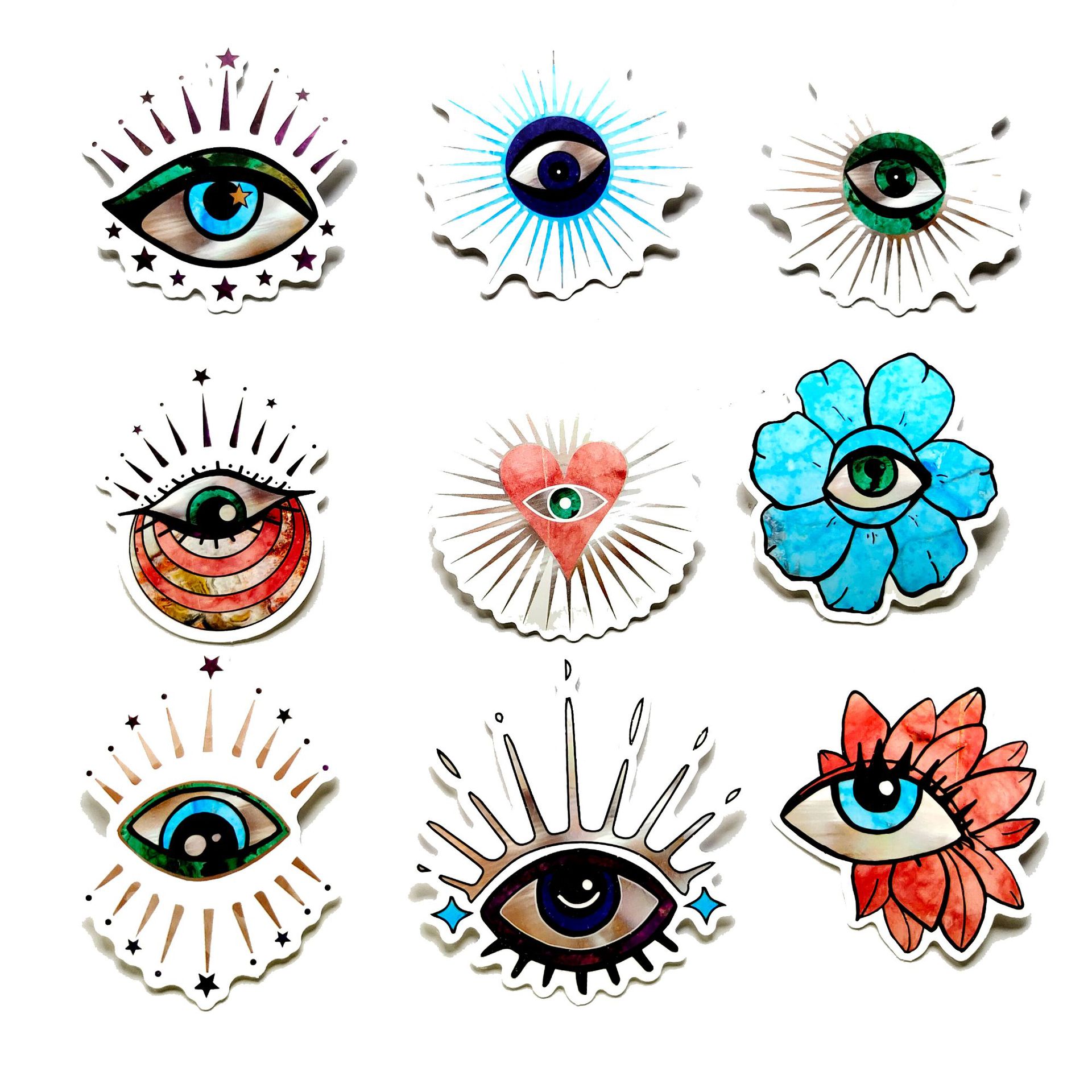 批发52张恶魔之眼哑膜贴纸创意diy装饰行李箱笔记本汽车用品贴画