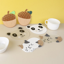 热卖PVC软胶白色透明可爱猫米熊猫杯垫 动物卡通杯垫批发