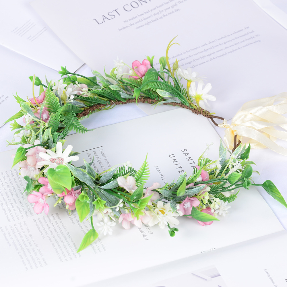 森系女孩头花环手工小碎花雏菊绿植头饰景点地摊热销林地拍摄批发