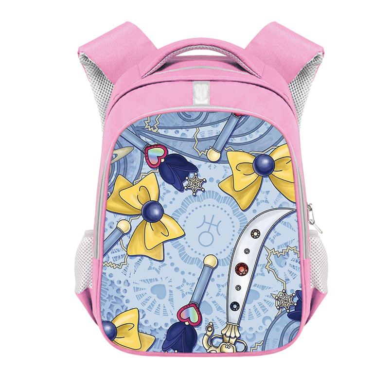 2022 New Small Floral Fashion Student Backpack Polyester Girl Pink Schoolbag Bow Reflective Stripe Backpack