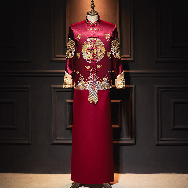 男士秀禾服2023年新款结婚中式新郎装礼服龙凤褂男装禾秀服男秀禾