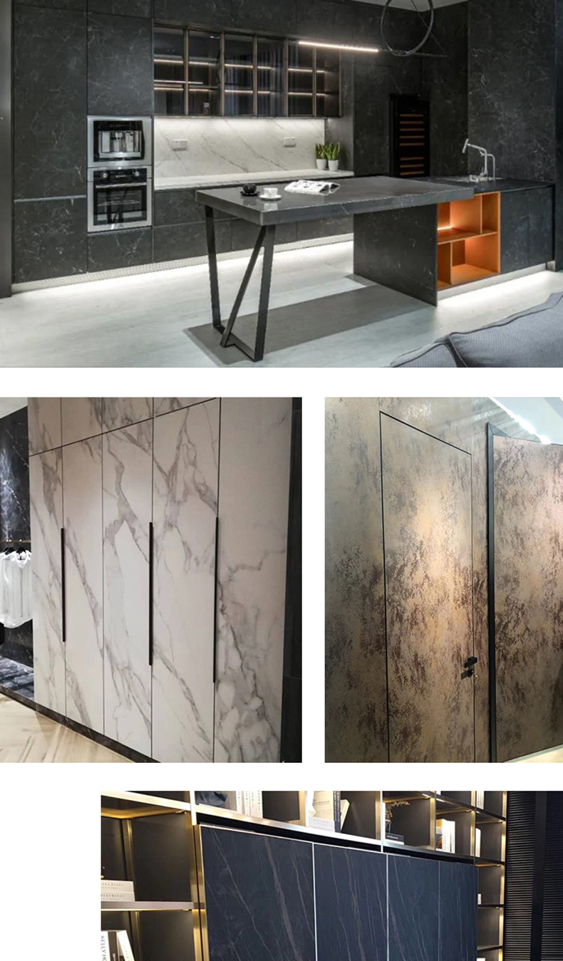 中亿岩板橱柜门定做 岩石纹理门板衣柜门直销 环保轻奢岩板门厂家