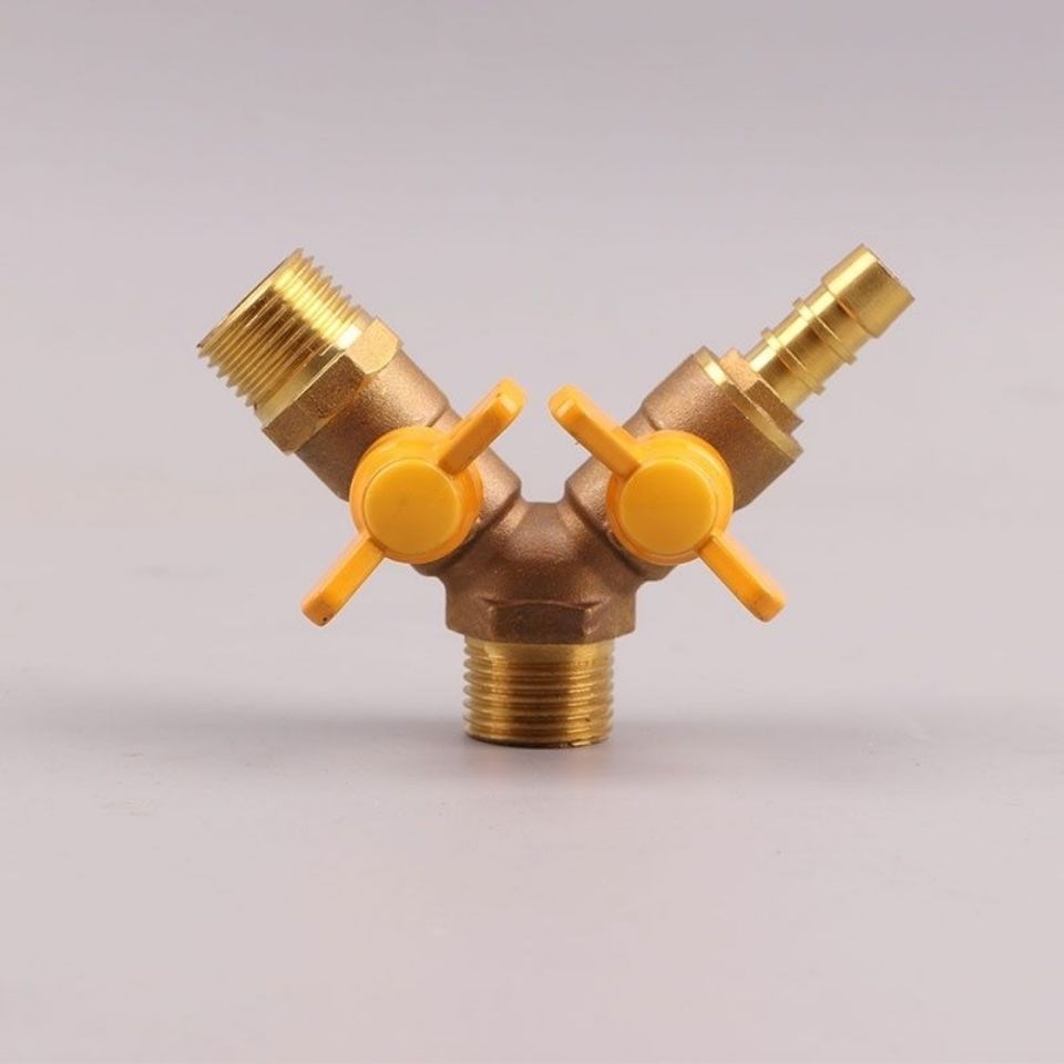 全铜燃气三通阀y型天然气开关内外丝羊角阀煤气阀门4分三通