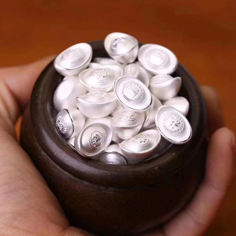 999纯银元宝实心足银投资空心福字收藏元宝摆件银子银锭银条礼品