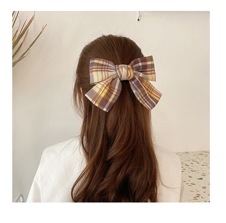 jk制服春夏蝴蝶结发夹头绳发饰超仙大发卡后脑勺夹子韩版格子头饰