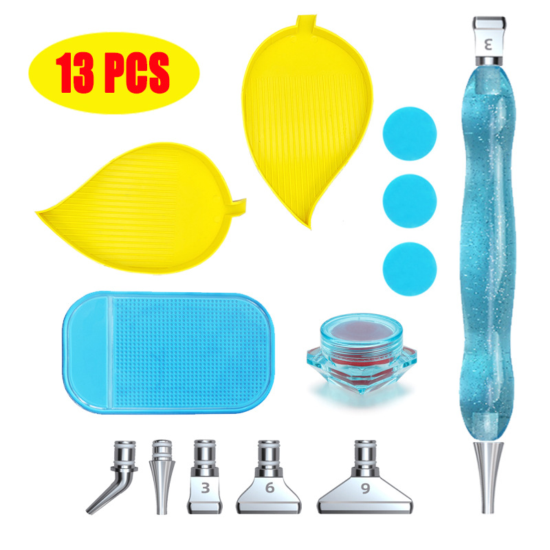 DIY Diamond Painting Tool Set Resin Point Drill Pen Metal Pen Head Leaves Spot Drill Plate Protective Pad Bottle Plaster