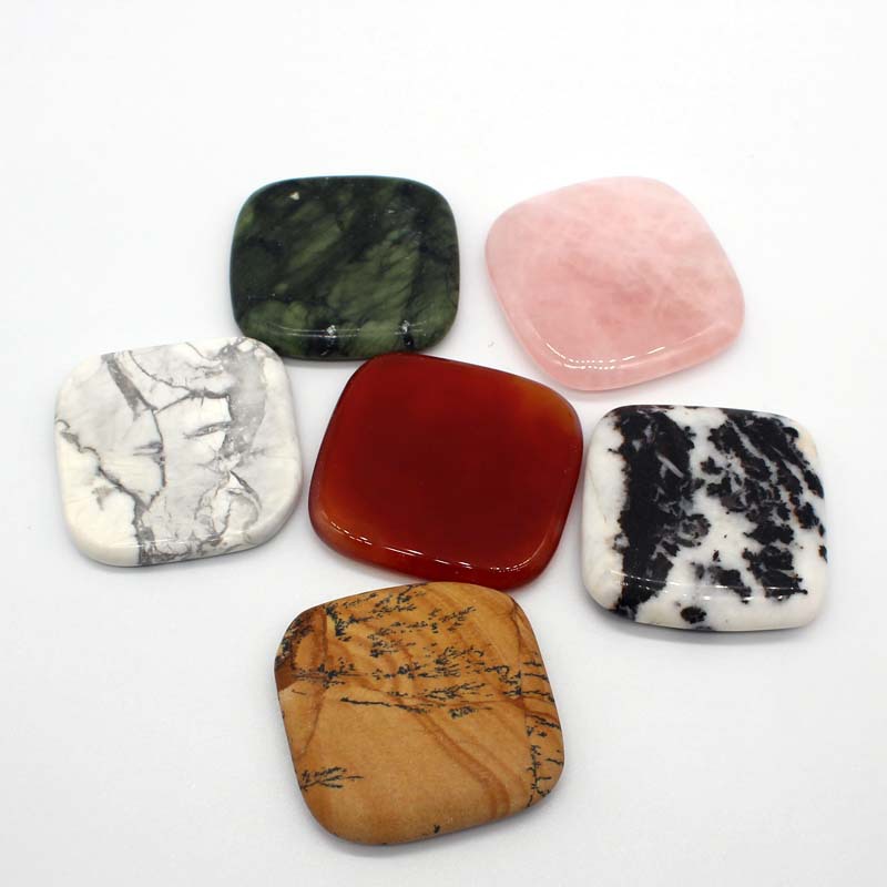 手机支架薄石片天然玉石七彩能量石薄石片粉晶不规则薄石片杯垫