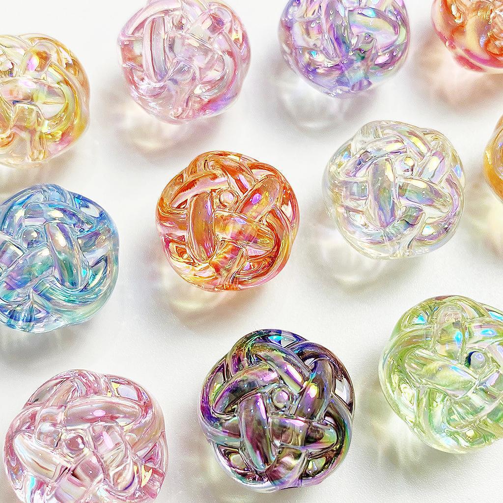 高货16/18mm透明uv镀彩毛线球 串珠diy手机链车挂圈材料饰品配件