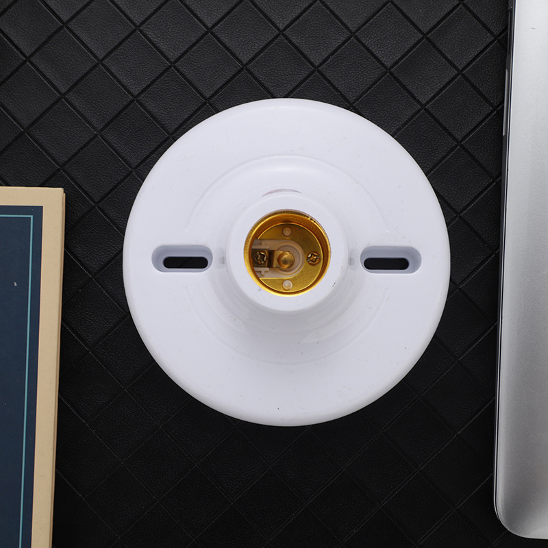 明装e27螺口平灯座 家用工业86型罗口灯头灯座圆形螺旋阻燃平灯座