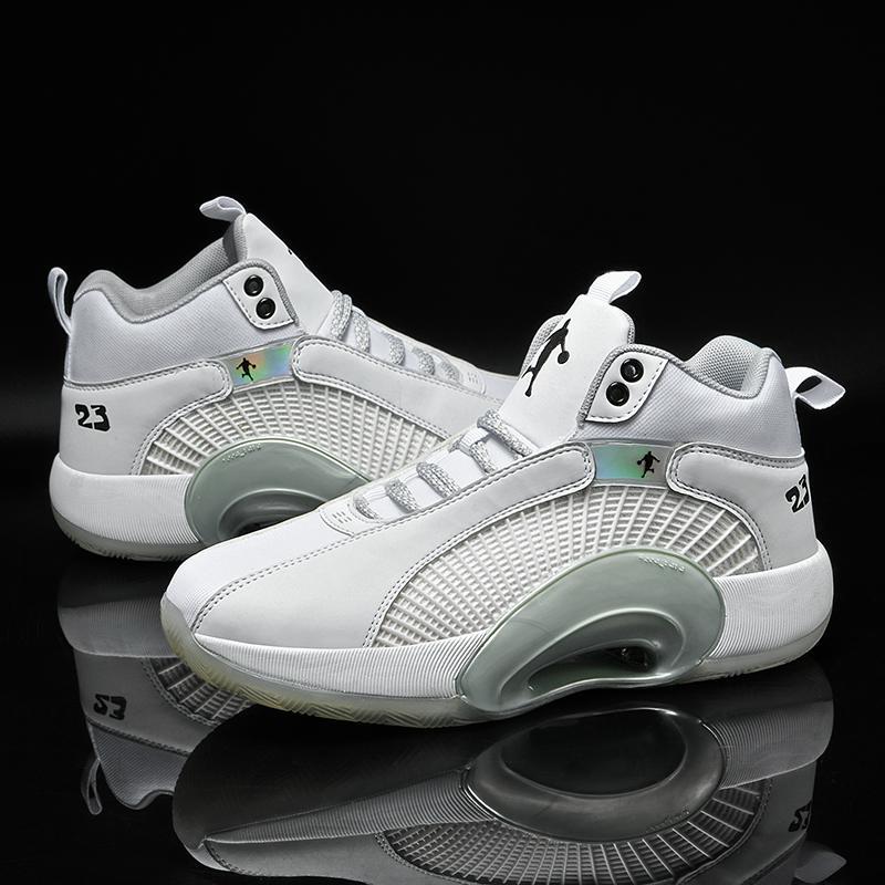 2021年新款35篮球气垫鞋男青少年白蕾射实战球鞋黑白透气运动鞋