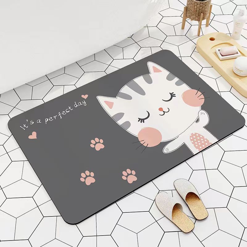 卡通吸水地垫可爱猫咪浴室地垫卫生间门口速干脚垫家用玄关进门垫