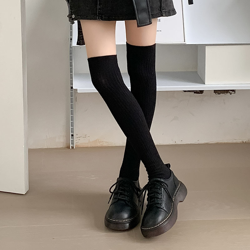 黑白色过膝袜女冬季加厚保暖jk长筒袜美拉德风搭配靴子显瘦大腿袜