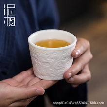 羊脂玉瓷素烧手绘泡茶功夫茶具德化白瓷茶杯高档轻奢家用送礼套装