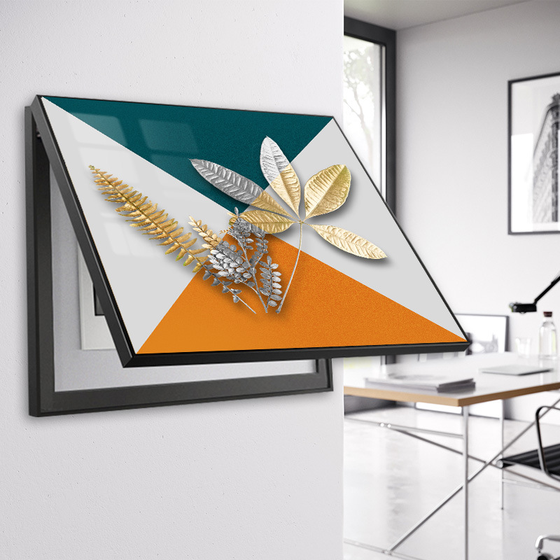 电表箱装饰画翻盖免打孔铝合金挂画配电箱遮挡现代简约抽象爱马仕