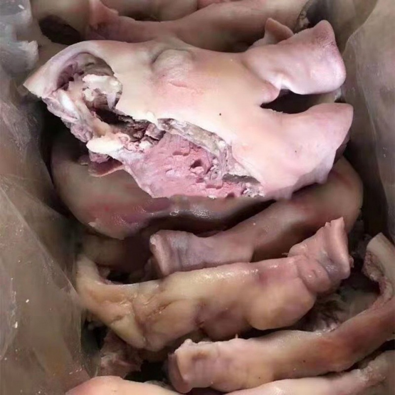 猪头肉冻品批发的市场新鲜冷冻半成品猪头肉头皮红头6片左右每箱