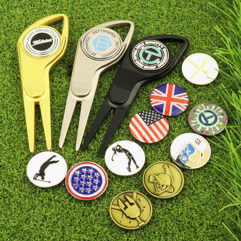 Golf Ball Position Mark Aiming Tool Golf Supplies Accessories Metal Double-Layer Magnetic Ball Mark Marker