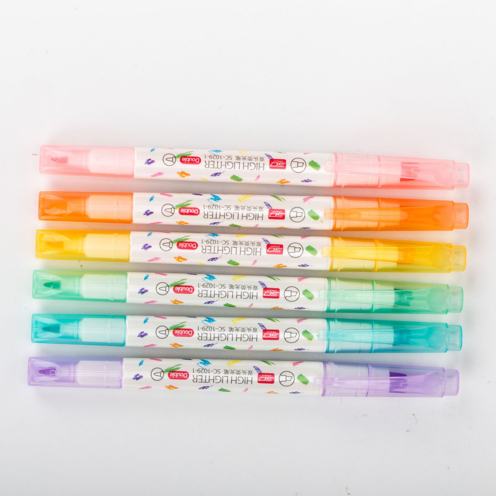 Double-Headed Fluorescent Pen Soft Pen Head Student Note Drawing Key Graffiti Macaron Color Six-Color Suit Factory Direct Supply